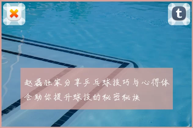 赵磊独家分享乒乓球技巧与心得体会助你提升球技的秘密秘诀